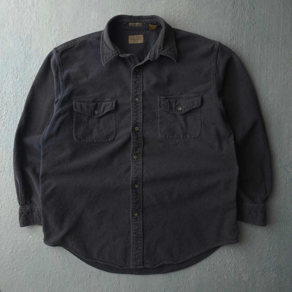 Vintage 2000s St Johns Bay Black Button Up Shirt Large Y2K Chamois Cotton